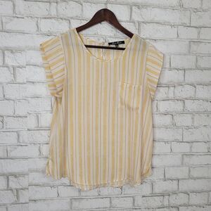 Alice Blue yellow stripe short sleeve top